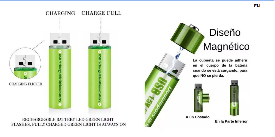 PILAS 2AA RECARGABLE POR USB DISPLAY X 2